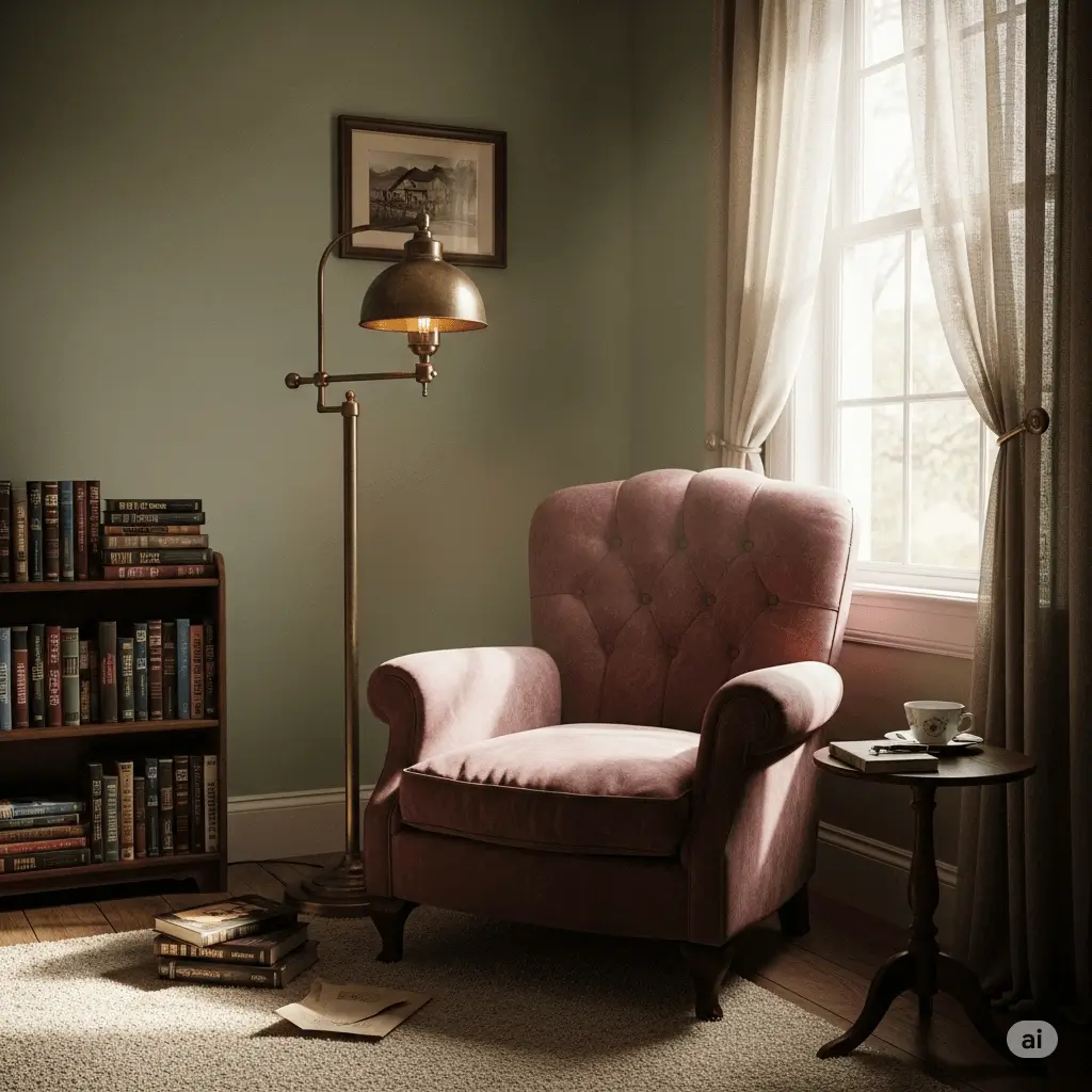 Widok z okna pokoju na cichy, zielony dziedziniec kamienicy